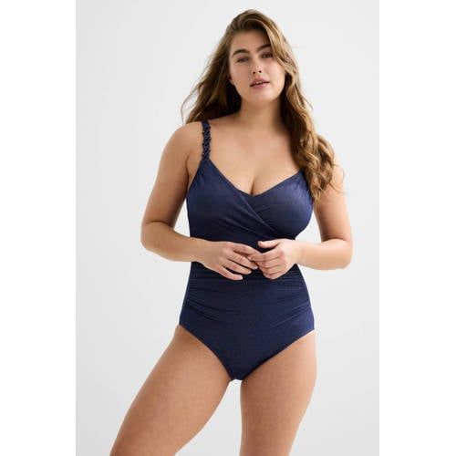 BEACHWAVE corrigerend badpak met lurex donkerblauw