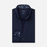 OLYMP Luxor modern fit donkerblauw button down overhemd lange mouw katoen heren EU46