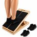 Banc d'étirement des mollets incliné - Réglable en 5 angles - Bois - Avec poignée et 2 paires de chaussettes antidérapantes
