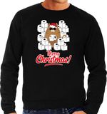 Bellatio Decorations Shoppartners Bv Foute Kerst sweater / Kerst trui met hamsterende kat Merry Christmas zwart voor heren XXL