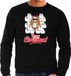 Bellatio Decorations Shoppartners Bv Foute Kerst sweater / Kerst trui met hamsterende kat Merry Christmas zwart voor heren XXL