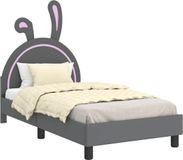 vidaXL Kinderen bedframe met hoofdboard Lichtgrijs PU 80 x 160 cm
