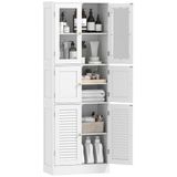 HOMCOM - Badkamerkast (vloermodel) - MDF, glas - 60 x 30 x 170 cm - Wit