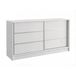 Margaret Hadas24 SAMANTHA, dressoir, 160 cm, meuble de salon, avec lamelles, meuble de salon, buffet à portes coulissantes, blanc