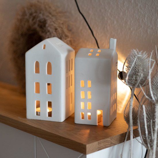 Räder Theelichthouder Huisje Small Windows Wit Porselein