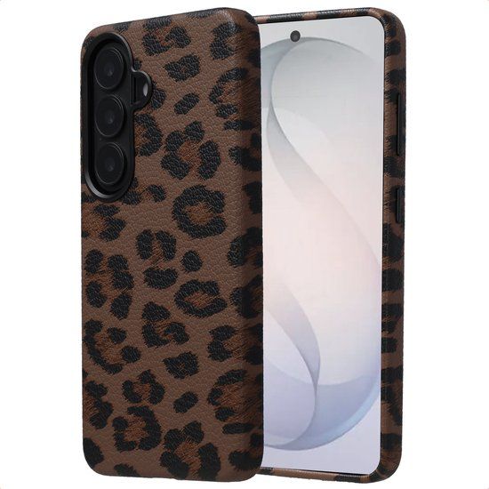 Selencia Sabi Backcover panterprint met MagSafe voor de Samsung Galaxy S26 - Mocha Brown