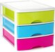 PLASTICFORTE Ladeblok/bureau organizer met 3 lades multi-color/wit - L35,5 x B27 x H26 - Opruimen/opbergen laatjes