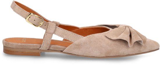 Manfield Dames Taupe Suède Slingbacks met Strik Maat 36