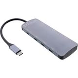 InLine 35392C USB-C Hub, 7 poorten (4x USB-C, 3x USB-A), 100W PD, 10Gbps, Aluminium, Grijs