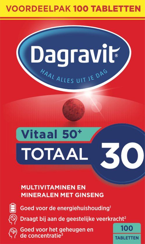 Dagravit Totaal 30 Vitaal 50+ Multivitaminen 100 tabletten
