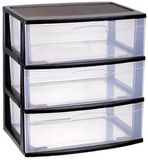 Plasticforte Ladeblokje organizer 3x lades - zwart/transparant