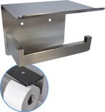 Sanics WC Rolhouder Zilver - Toiletrolhouder met Plankje - RVS - Zelfklevend
