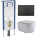 Geberit QeramiQ Dely Swirl Toiletset - 36.3x51.7cm - Geberit UP720 Duofix Sigma inbouwreservoir - slim zitting - bedieningsplaat mat zwart - ronde knoppen - mat wit