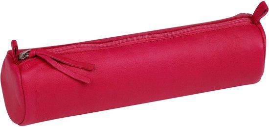 Clairefontaine 410162C Ronde etui, gemaakt van lamsleer, Ø5,5 x 22 cm, 1 stuk, framboos