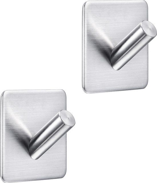 XIVADA Handdoekhaakjes Paza - Zelfklevend - Rvs - Zilver - Set van 2