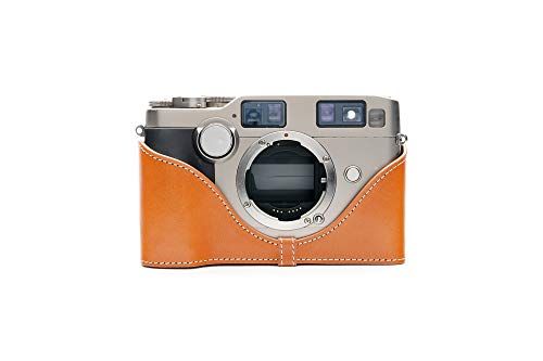 Zakao Hoesje voor Contax G2, Handgemaakte Echt Lederen Half Camera Hoesje Cover voor Contax G2 Met Hand Band, Geel