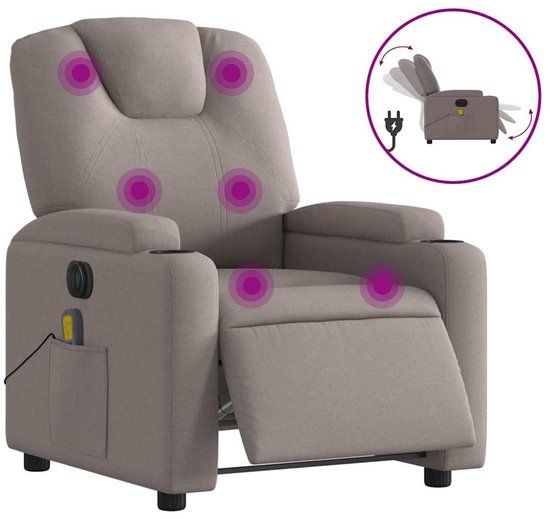 vidaXL Massagestoel elektrisch verstelbaar stof taupe