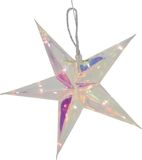 Svenska Living Verlichte kerstster - zilver iriserend - 34 cm - op batterij - warm wit