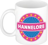 Bellatio Decorations - Hannelore voornaam - koffiemok - beker - wit/roze - 300 ml