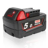 Waitley 2 Accu's 18V 5,0Ah voor Milwaukee M18 18V Gereedschap