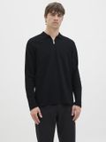 JACK&JONES JREBDEX ZIP POLO LS Heren Zwart Katoen L