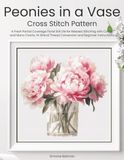 Peonies in a Vase Cross Stitch Pattern