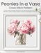 Peonies in a Vase Cross Stitch Pattern