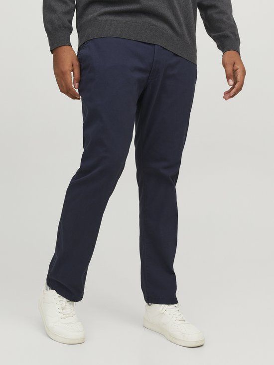 JACK & JONES PLUS SIZE JACK&JONES JPSTMARCO JJDAVE NOOS PLS Heren Broeken Navy Blazer Slim Fit Katoen Elastaan W42 X L36