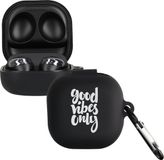 kwmobile Siliconen Hoesje voor Samsung Galaxy Buds 2 Pro / Buds 2 / Buds Live - Wit/Zwart - Good Vibes Only