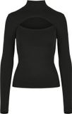 Urban Classics Cut-Out Turtleneck Longsleeve Dames Shirt met lange mouwen - Zwart - XL