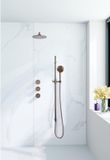 Fortifura Nebbio opbouw regendoucheset – 35 cm gebogen wandarm – 1-stands ronde handdouche – koper geborsteld