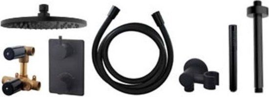 Wiesbaden Caral One-pack Inbouwthermostaatset Rond Type 301 Mat Zwart 20cm