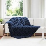 vidaXL Antislip deken van imitatie konijnenbont Olite marineblauw 220x150 cm
