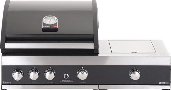 Grandhall Premium G3 PLUS Inbouw Gas BBQ - 5 branders - Zwart/Zilver