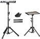 Support d'ordinateur portable - Trépied de projecteur - Trépied de projecteur réglable - Trépied sur roues - 2 clips pour téléphone - Réglable jusqu'à 145 cm - Noir