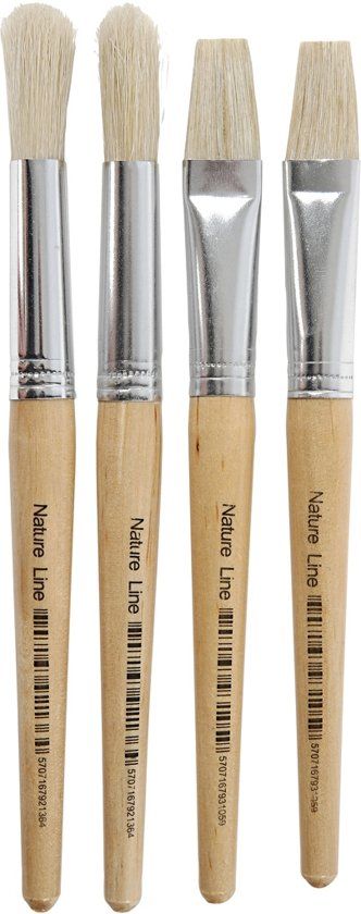 Creotime Kwasten voor kinderen, b: 15 mm, 4 assorti