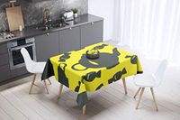 Bonamaison Tafelkleed, Anti-Mold, Sneldrogend, Waterdicht, 100% Polyester Tafellaken, Neon Geel, Rook, 140 x 140 Cm