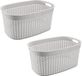 Hega Hogar Rotan line wasmand - 2 stuks - ivoor wit - 44 liter - kunststof