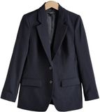 Next Dames Modieus Gesneden Blazer met Wol en Enkele Knopenrij - Navy Blue