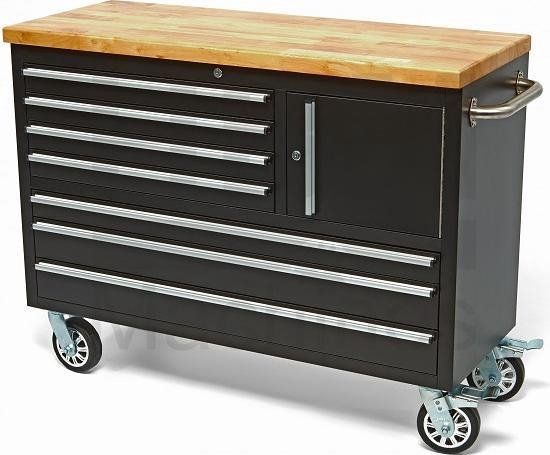 HBM Machines B.V. 122 cm Profi Gereedschapswagen / Werkbank met Houten Blad