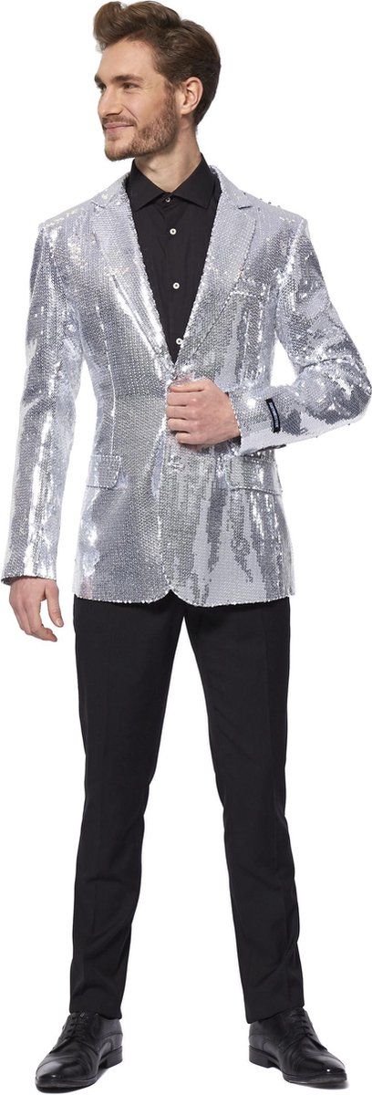 Suitmeister - Sequins Silver - Heren Carnavals Jasje Zilver - Maat 2XL