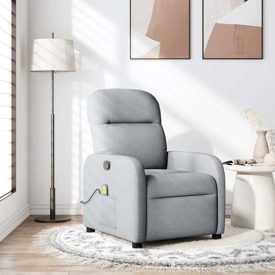 vidaXL Massagestoel verstelbaar stof lichtgrijs