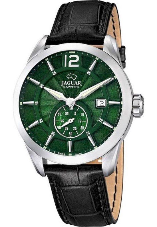 Jaguar J663-3 Polshorloge - 43 mm Zilverkleurig Groen Leren band