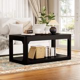 STILVORA Salontafel - Rechthoekige Koffietafel Met 2 Opbergplanken - Modern Voor Woonkamer En Slaapkamer - MDF - 100x50x44,5 Cm - Zwart
