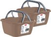 Stefanplast Wasmand/draagmand/teil met hengsel - 2x - kunststof - 13 Liter - cappuccino - 35 x 35 x 18 cm