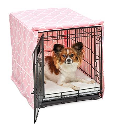 Dog Crate Cover with Teflon Fabric Protector, Fits 24-Inch Midwest Crates, Pink Design