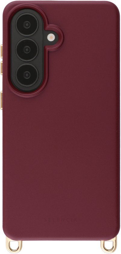 Selencia Hoesje - Geschikt voor Samsung Galaxy S26 - Rivièra geschikt voor MagSafe Backcover met afneembare haakjes - Bold Burgundy