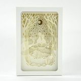 Kögler 32624 - lichtbox, 3D schaduwbox met katten - motief, wit frame, ca. 21,5 x 14,5 x 7 cm groot, driedimensionaal effect door vele filigrane papierlagen, een sfeervolle blikvanger