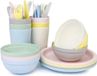 Bol Sets de vaisselle de 6 (36 PIÈCES) - Assiettes et bols en plastique pour camping, fête, pique-nique - Vaisselle réutilisable comprenant des tasses, des couteaux, des fourchettes, des cuillères