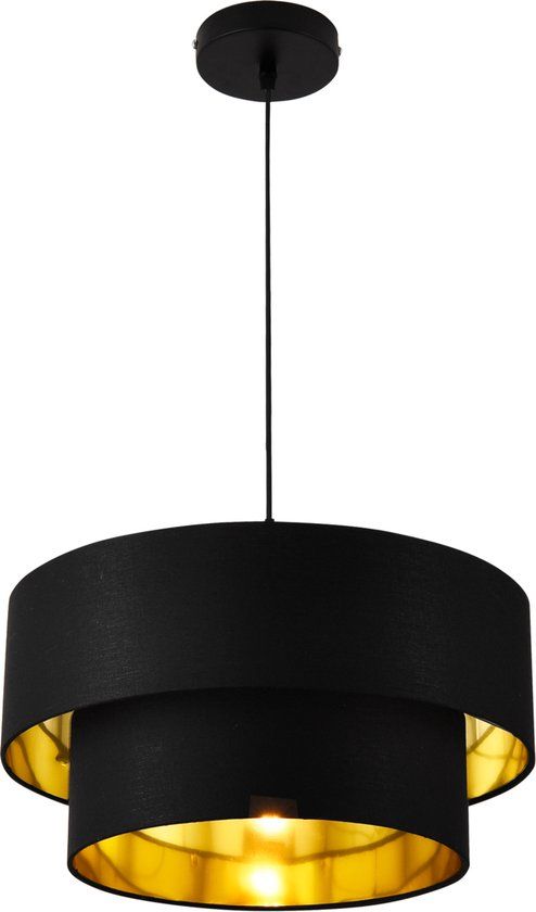 lux.pro Design hanglamp Lopar 149 cm metaal en stof E27 Ø40 zwart